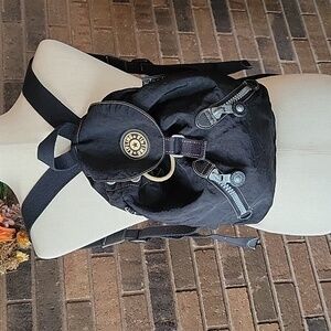 Kipling Vintage Medium Fundamental Drawstring Backpack Black